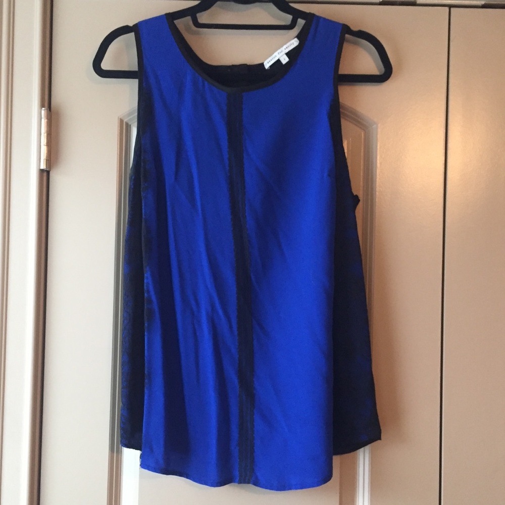Royal Blue Top with Black Lace Accent
